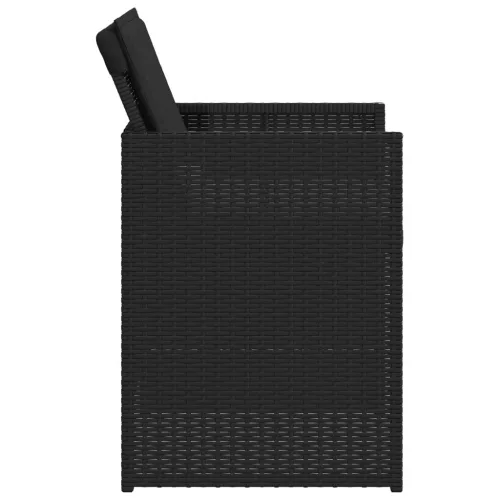  4 db fekete polyrattan kerti szék párnával