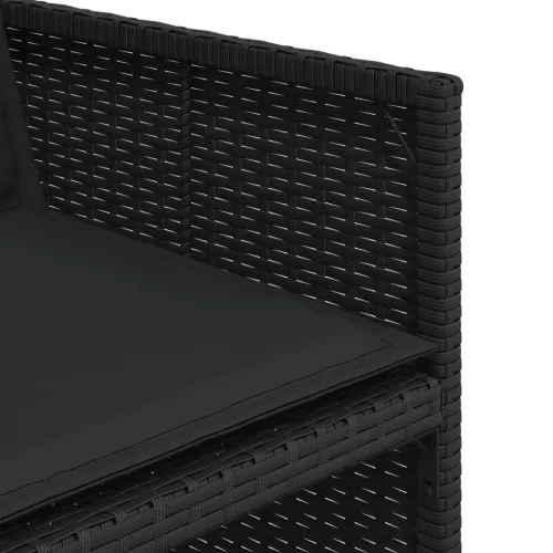  4 db fekete polyrattan kerti szék párnával