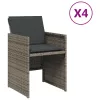 4 db szürke polyrattan kerti szék párnával
