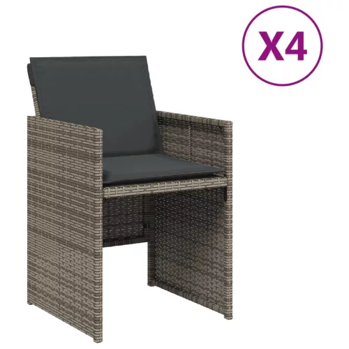  4 db szürke polyrattan kerti szék párnával