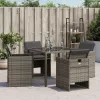  4 db szürke polyrattan kerti szék párnával