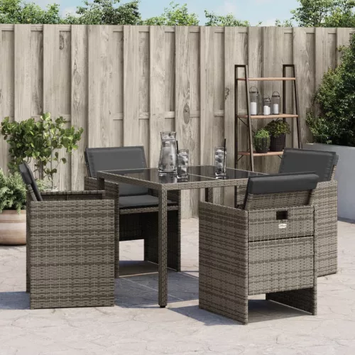  4 db szürke polyrattan kerti szék párnával