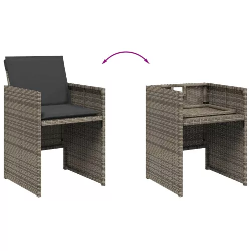  4 db szürke polyrattan kerti szék párnával