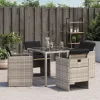  4 db világosszürke polyrattan kerti szék párnával