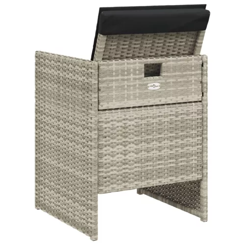  4 db világosszürke polyrattan kerti szék párnával