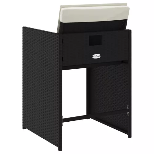  4 db fekete polyrattan kerti szék párnával