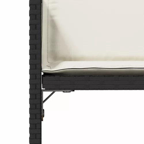  4 db fekete polyrattan kerti szék párnával