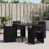 4 db fekete polyrattan kerti szék párnával