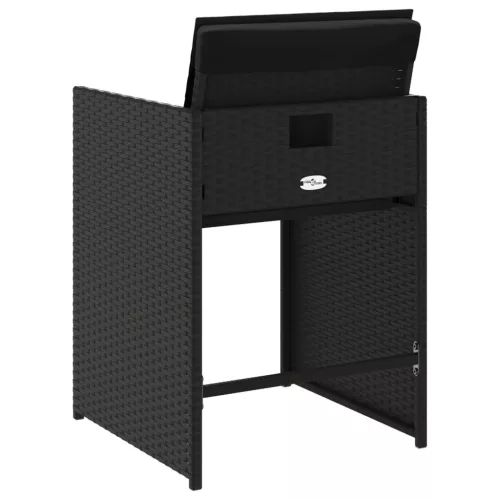  4 db fekete polyrattan kerti szék párnával