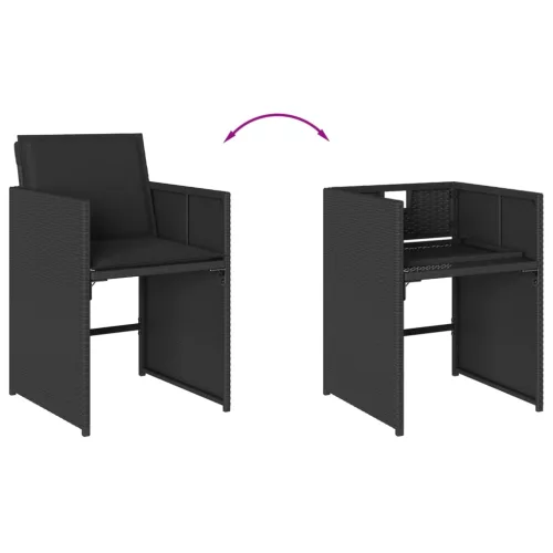  4 db fekete polyrattan kerti szék párnával