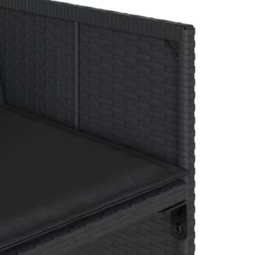  4 db fekete polyrattan kerti szék párnával
