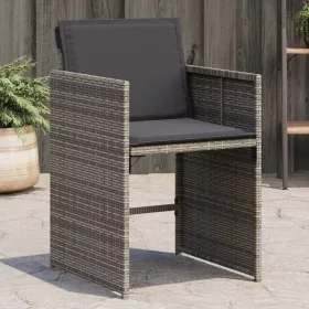  4 db szürke polyrattan kerti szék párnával