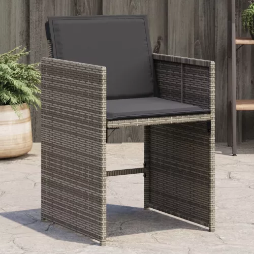  4 db szürke polyrattan kerti szék párnával