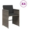  4 db szürke polyrattan kerti szék párnával