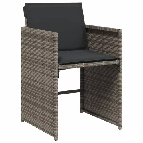  4 db szürke polyrattan kerti szék párnával