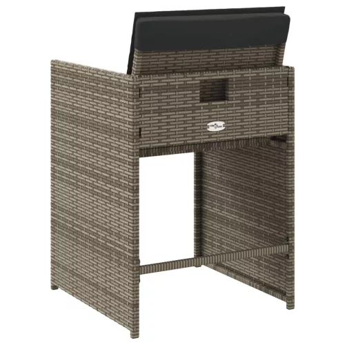  4 db szürke polyrattan kerti szék párnával