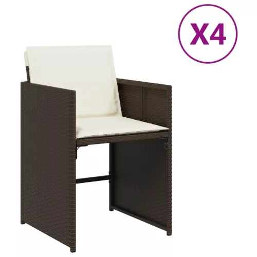  4 db barna polyrattan kerti szék párnával