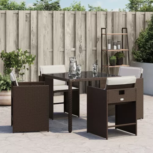  4 db barna polyrattan kerti szék párnával