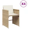  4 db bézs polyrattan kerti szék párnával