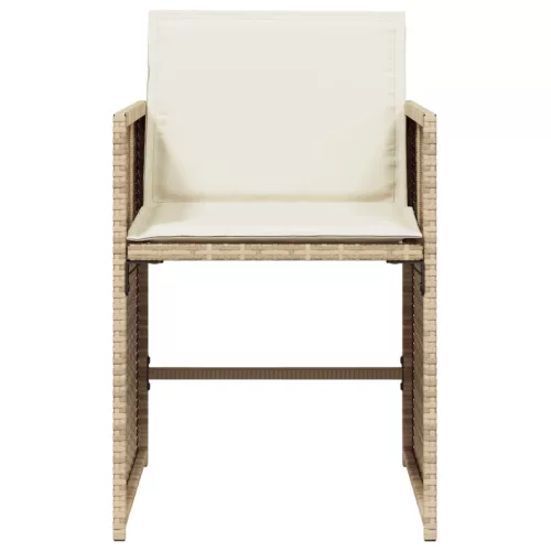  4 db bézs polyrattan kerti szék párnával