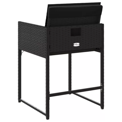  4 db fekete polyrattan kerti szék párnával