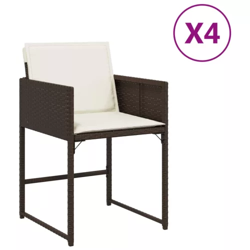  4 db barna polyrattan kerti szék párnával
