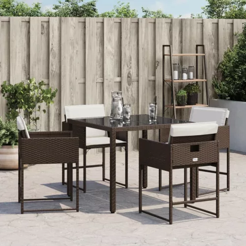  4 db barna polyrattan kerti szék párnával