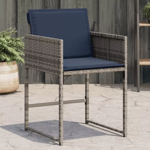  4 db szürke polyrattan kerti szék párnával