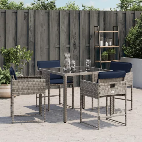  4 db szürke polyrattan kerti szék párnával