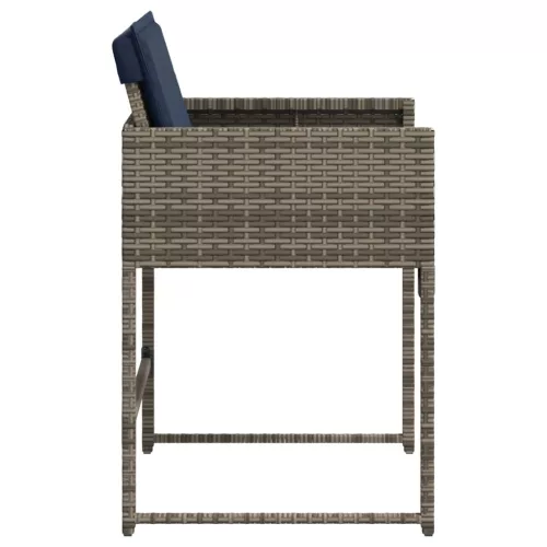  4 db szürke polyrattan kerti szék párnával