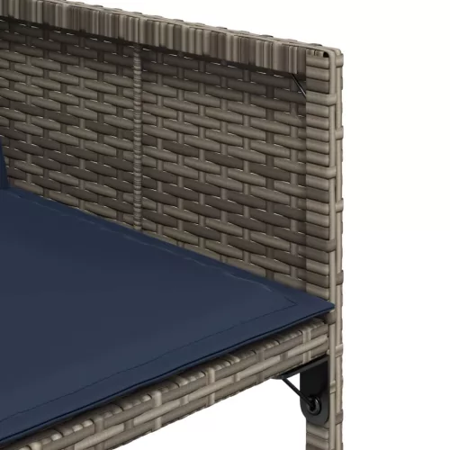  4 db szürke polyrattan kerti szék párnával