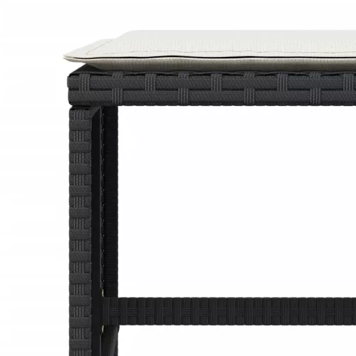  4 db fekete polyrattan kerti szék párnákkal 40 x 40 x 35 cm