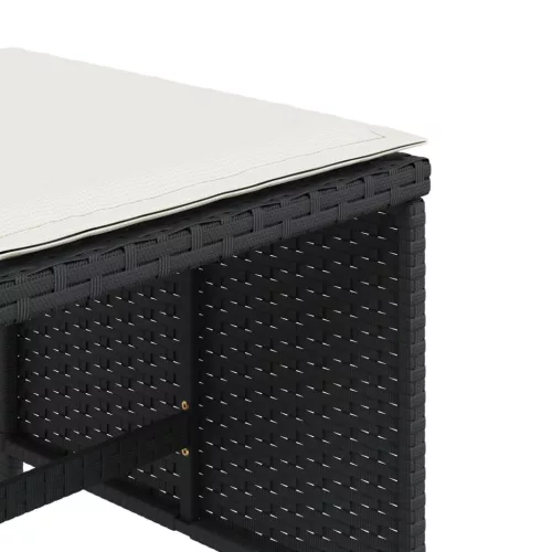  4 db fekete polyrattan kerti szék párnákkal 40 x 40 x 35 cm