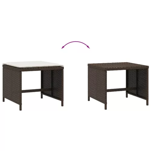  4 db barna polyrattan kerti szék párnával 40x40x35 cm