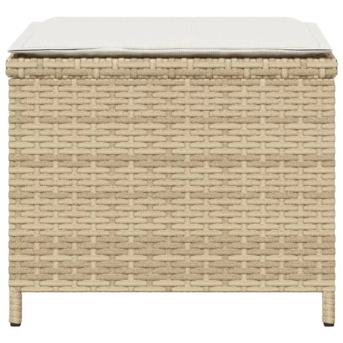  4 db bézs polyrattan kerti szék párnával 40x40x35 cm