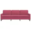  3 személyes bordó bársony kanapé 210 cm