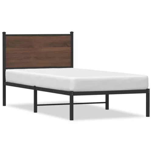  barna tölgy színű fém ágykeret matrac nélkül 90 x 200 cm