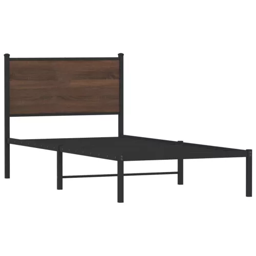  barna tölgy színű fém ágykeret matrac nélkül 90 x 200 cm