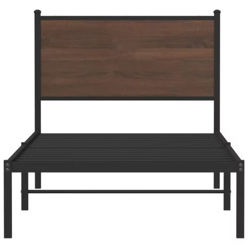  barna tölgy színű fém ágykeret matrac nélkül 90 x 200 cm