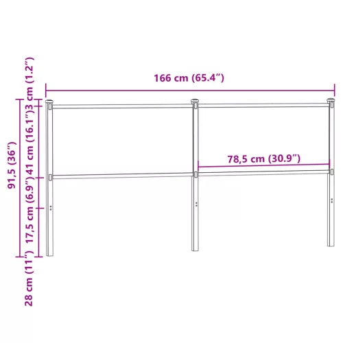  barna tölgy színű szerelt fa és acél csere fejtámla 160 cm