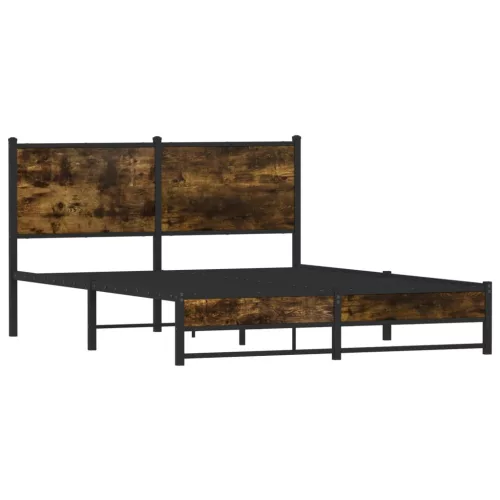  füstös tölgy színű fém ágykeret matrac nélkül 140 x 200 cm