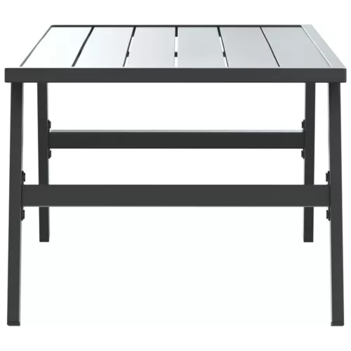  fekete porszórt acél kerti dohányzóasztal 90 x 45 x 35 cm