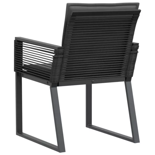  2 db fekete polyrattan kerti szék párnával