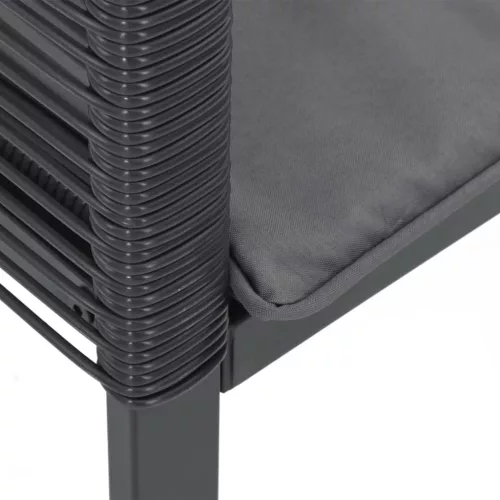  2 db fekete polyrattan kerti szék párnával