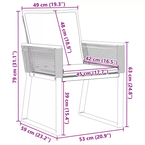  2 db fekete polyrattan kerti szék párnával