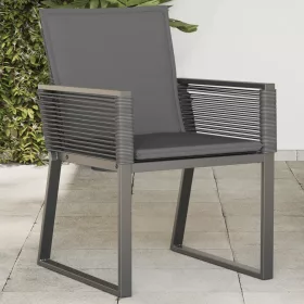  4 db fekete polyrattan kerti szék párnával