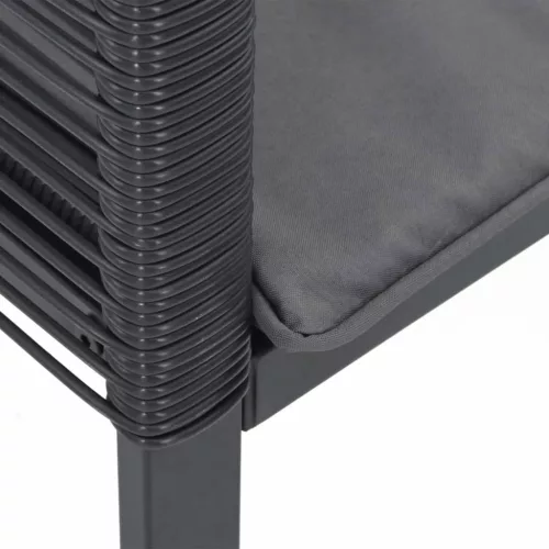  4 db fekete polyrattan kerti szék párnával