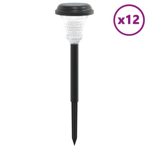  12 db fehér napelemes ösvény lámpa tüskével