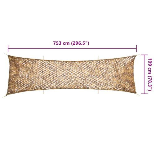  homokszínű kamuflázsháló tárolózsákkal 753x199 cm