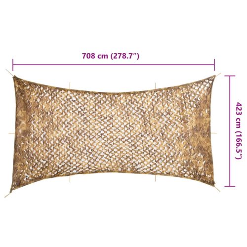  homokszínű kamuflázsháló tárolózsákkal 708x423 cm